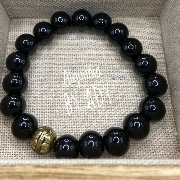Black onyx  and Tiger's eye handmade  beaded bracelet /protection bracelets/Leo - Picture 1 of 5